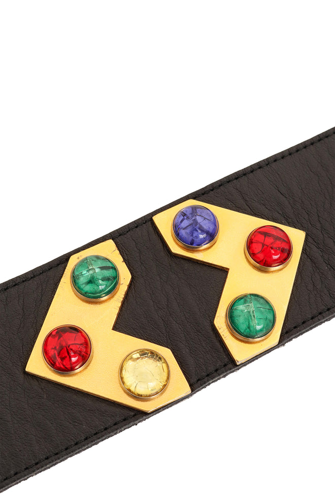Geo Jewel Stud Leather Belt by YSL studs close @ Recess LA