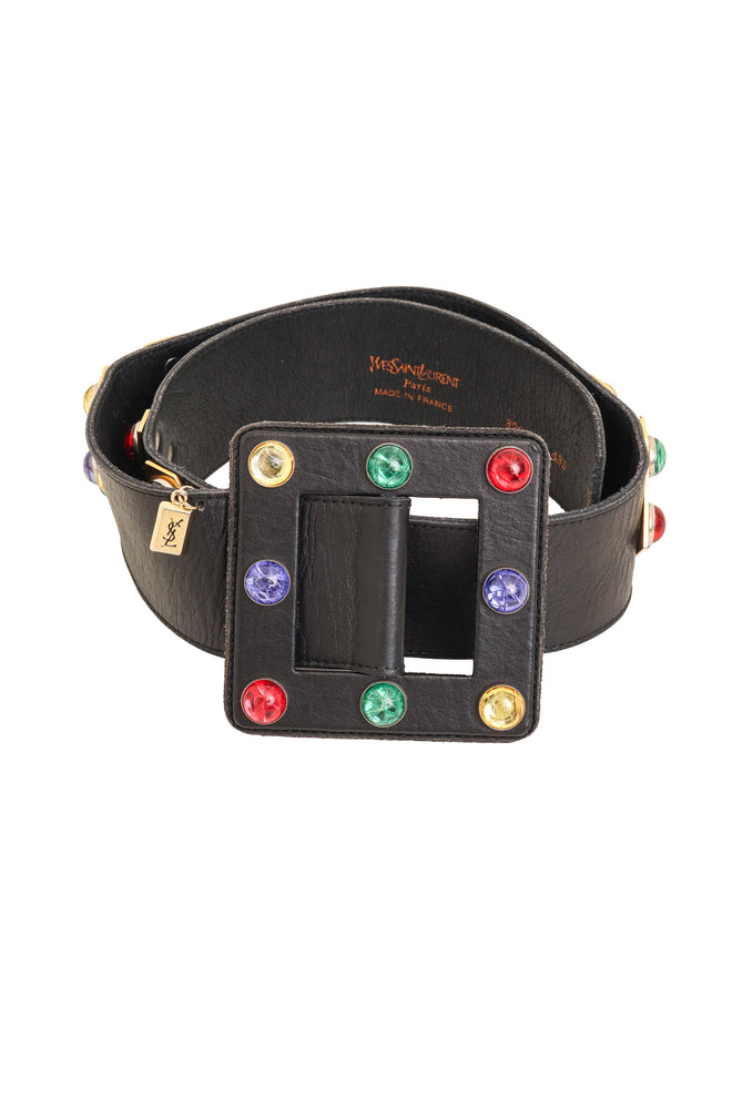 Geo Jewel Stud Leather Belt by YSL coiled @ Recess LA