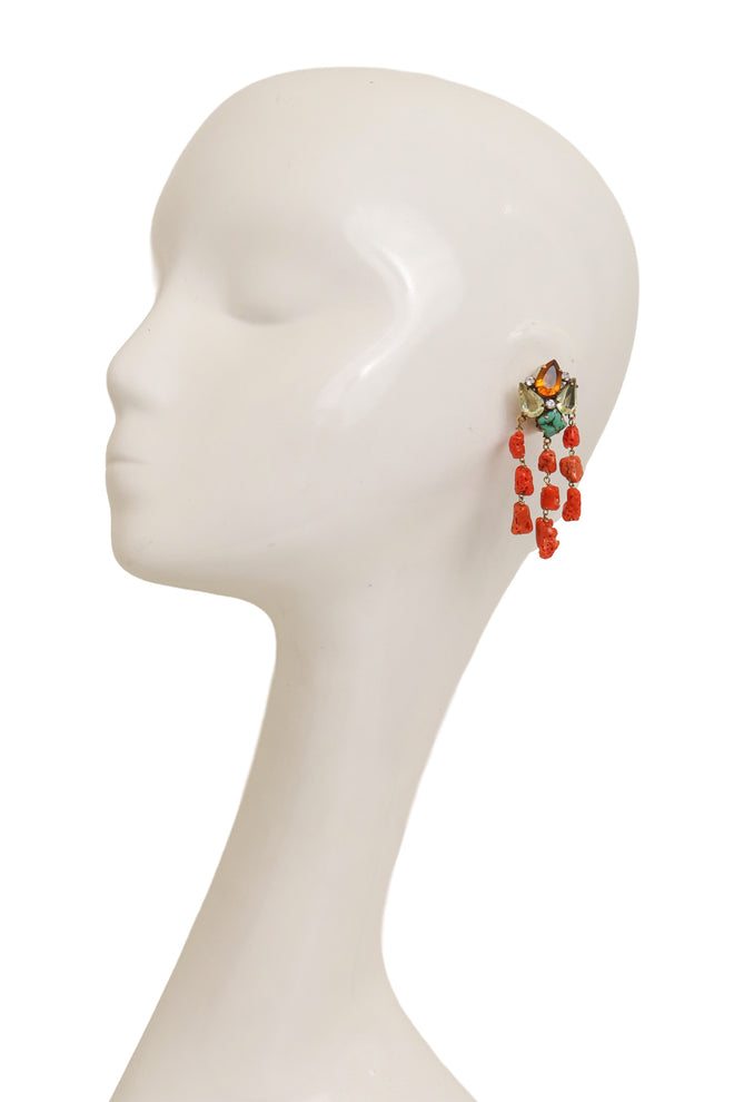 Coral Strand Cluster Earrings by Iradj Moini on mannequin @ Recess LA