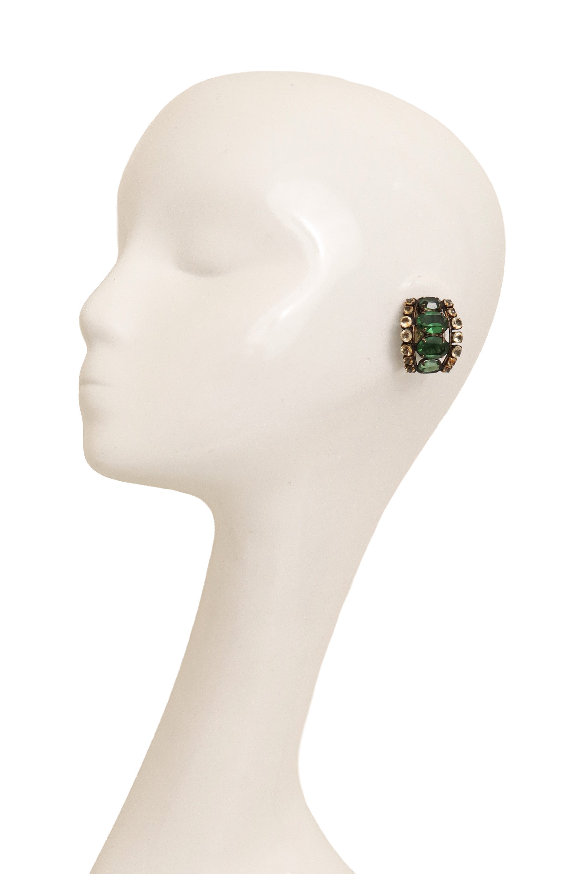 Curved Crystal Rhinestone Earrings by Iradj Moini on mannequin @ Recess LA