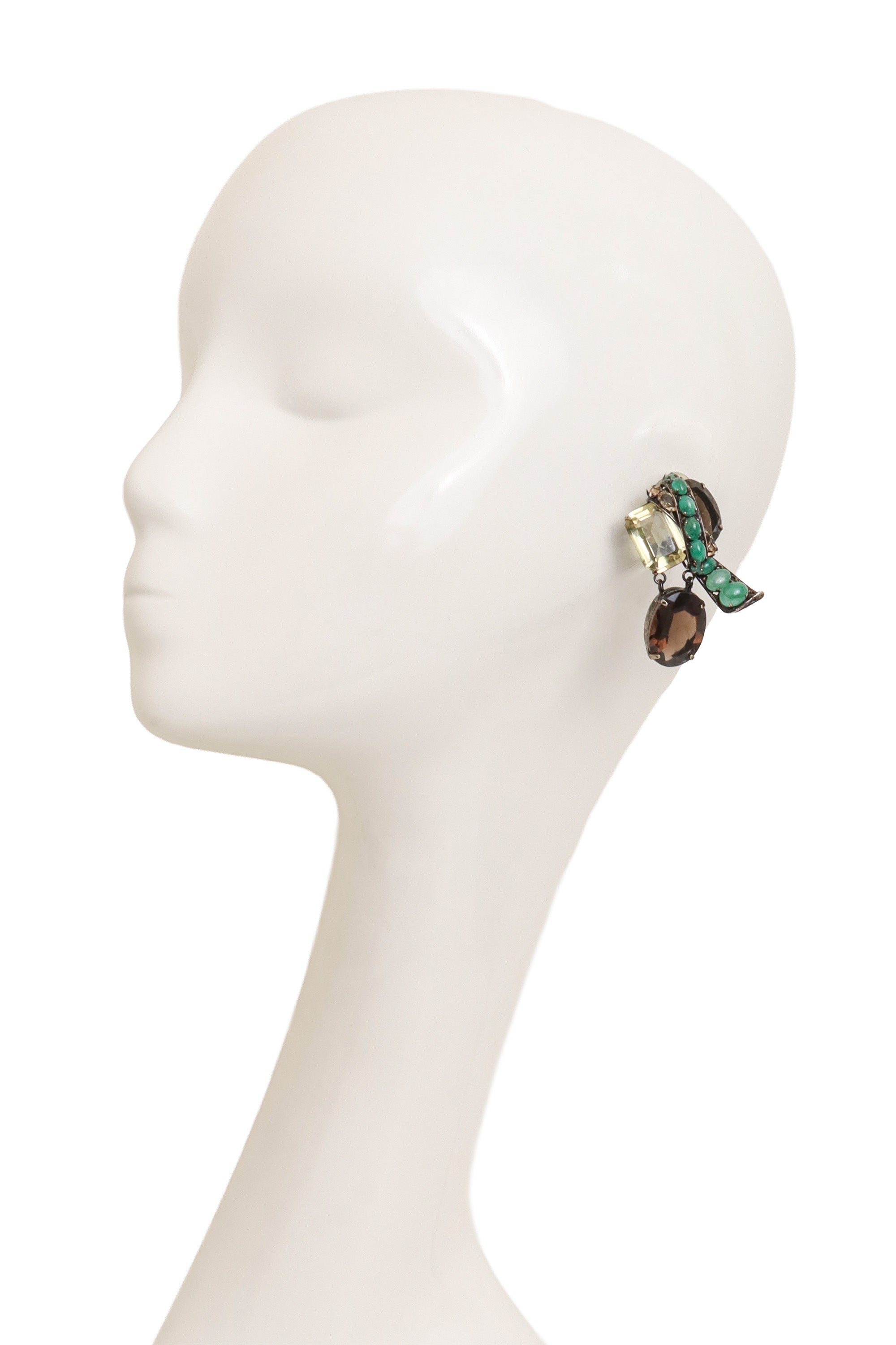 Smokey Quartz Stone Wrap Earrings by Iradj Moini on mannequin @ Recess LA