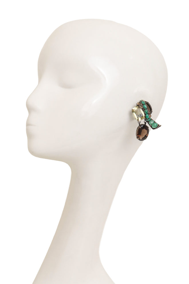 Smokey Quartz Stone Wrap Earrings by Iradj Moini on mannequin @ Recess LA