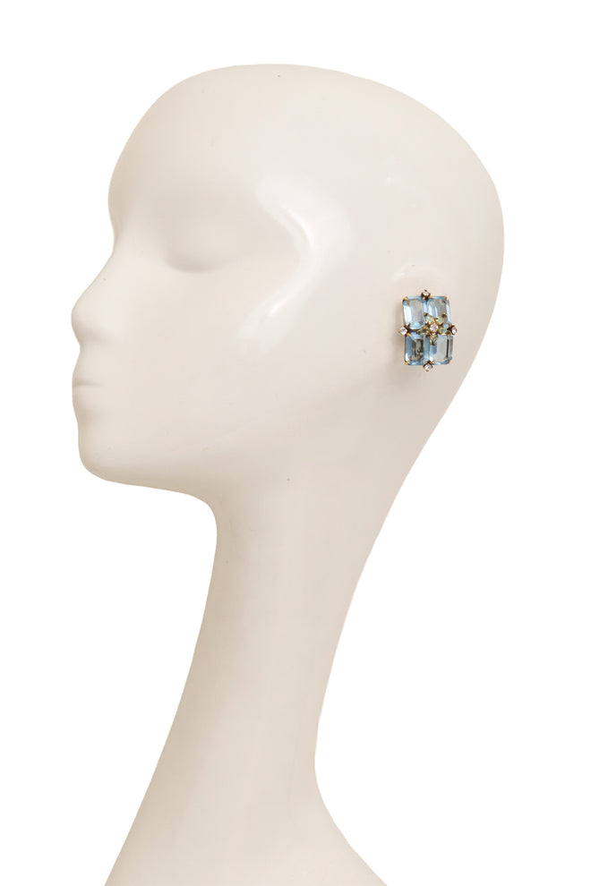 Blue Star Button Earrings by Iradj Moini on mannequin @ Recess LA