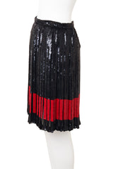 Vintage Valentino Pleated Sequin Stripe Skirt on mannequin side @ Recess LA