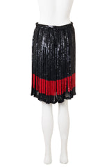 Vintage Valentino Pleated Sequin Stripe Skirt on mannequin back @ Recess LA