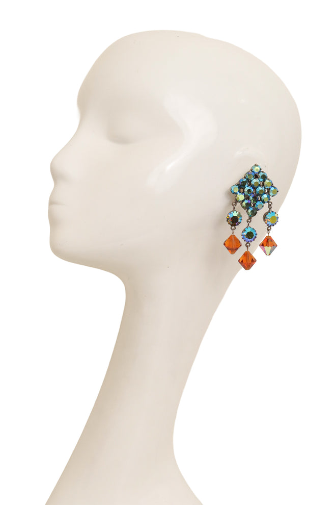 crystal drop earrings by The Show Must Go On! on mannequin @ Recess LA