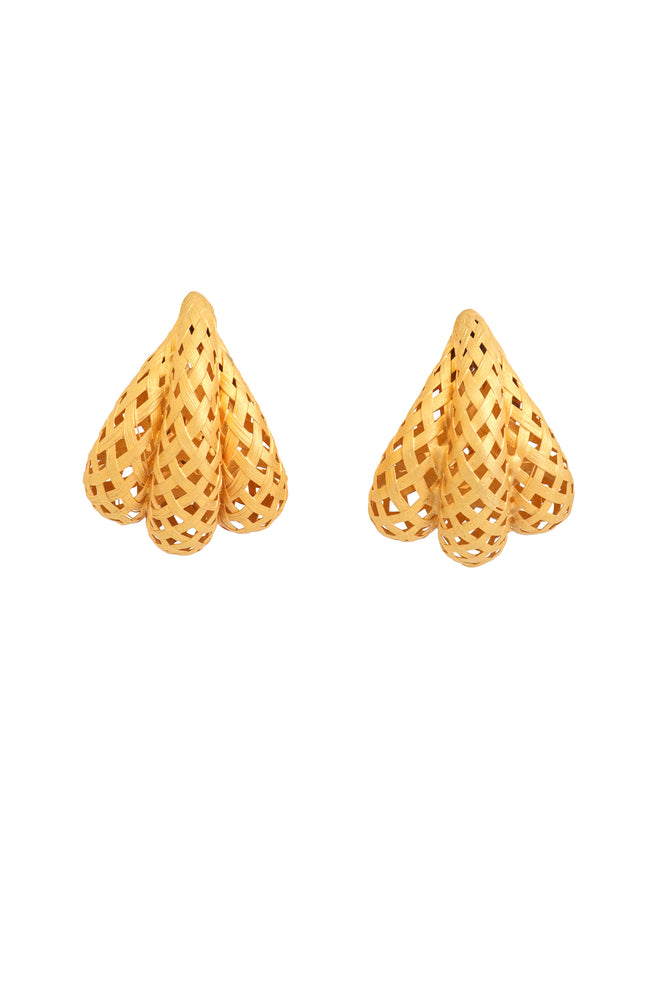 Woven raffia clip earrings @ Recess LA
