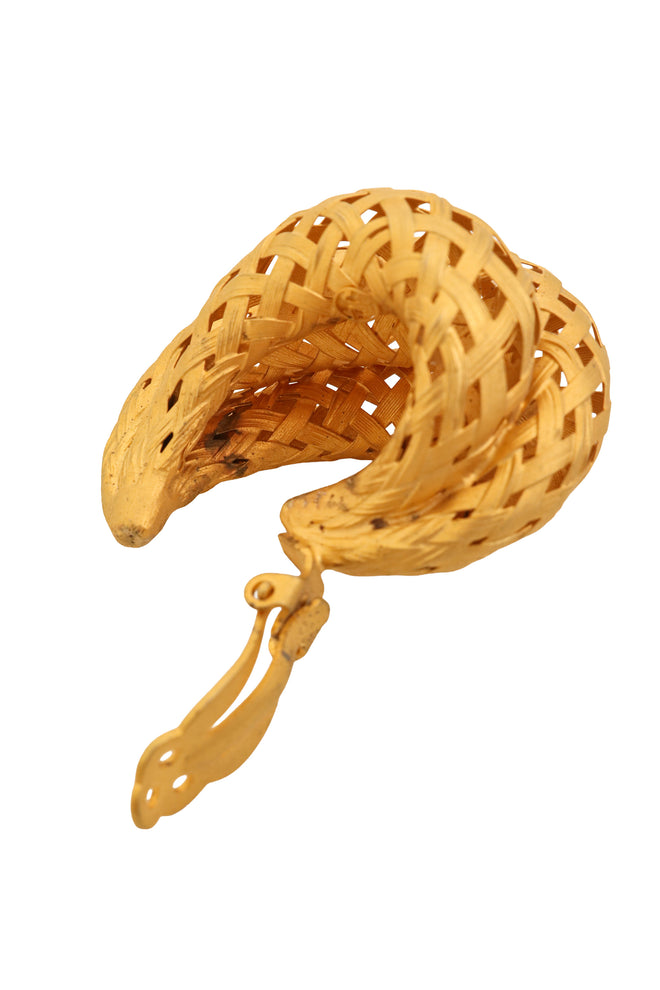 Woven raffia clip earrings tarnish @ Recess LA