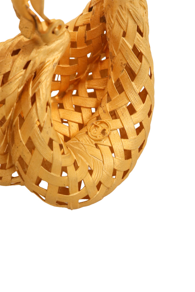 Woven raffia clip earrings makers mark @ Recess LA