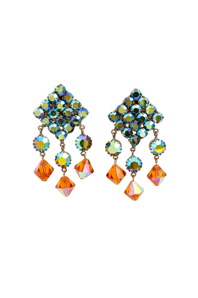 crystal fringe drop earrings by The Show Must Go On! @ Recess LA