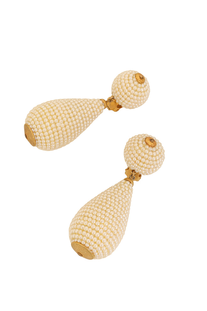 Pearl Beaded Teardrop Earrings by Cardillo close @ Recess LA