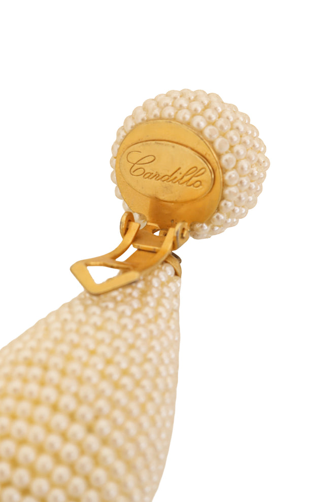 Pearl Beaded Teardrop Earrings by Cardillo logo @ Recess LA