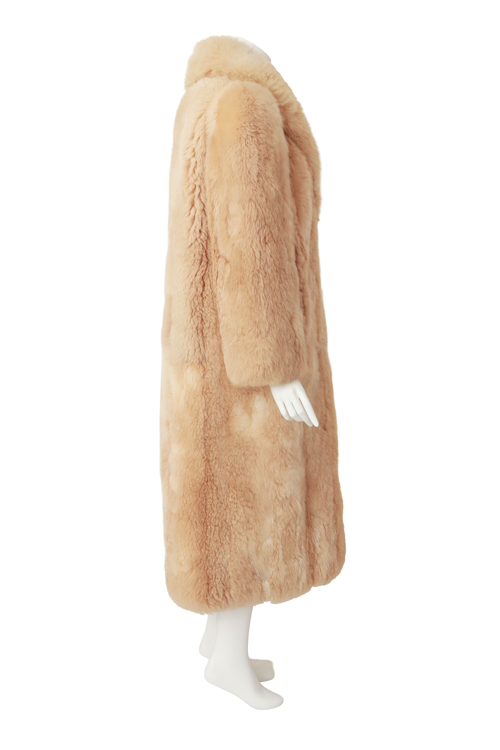 Alpaca fur coat on mannequin side @ Recess LA