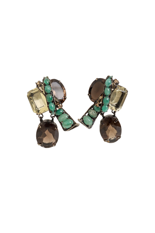 Smokey Quartz Stone Wrap Earrings by Iradj Moini @ Recess LA
