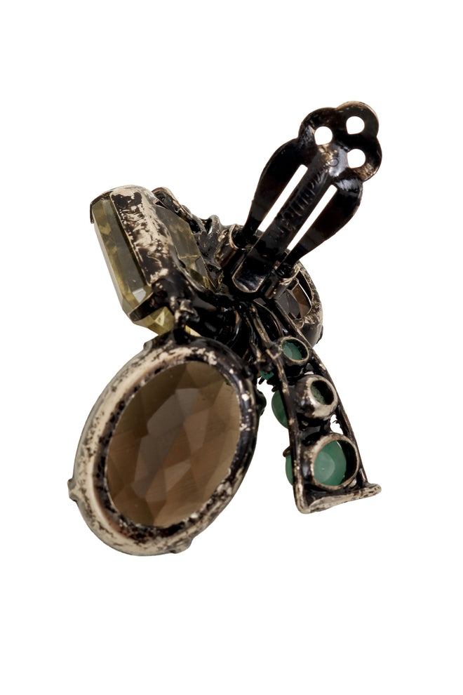 Smokey Quartz Stone Wrap Earrings by Iradj Moini back wear @ Recess LA