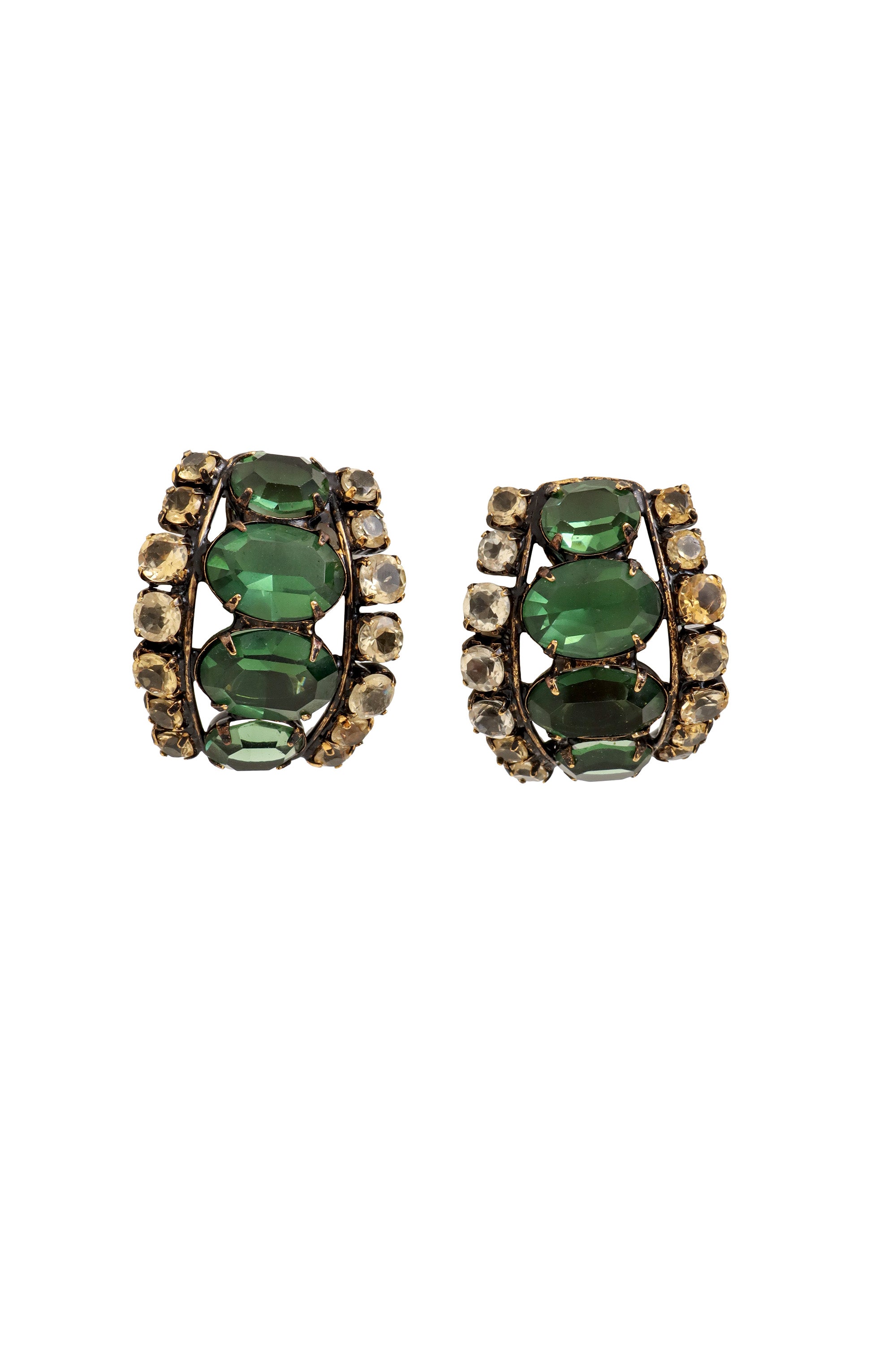 Curved Crystal Rhinestone Earrings by Iradj Moini @ Recess LA