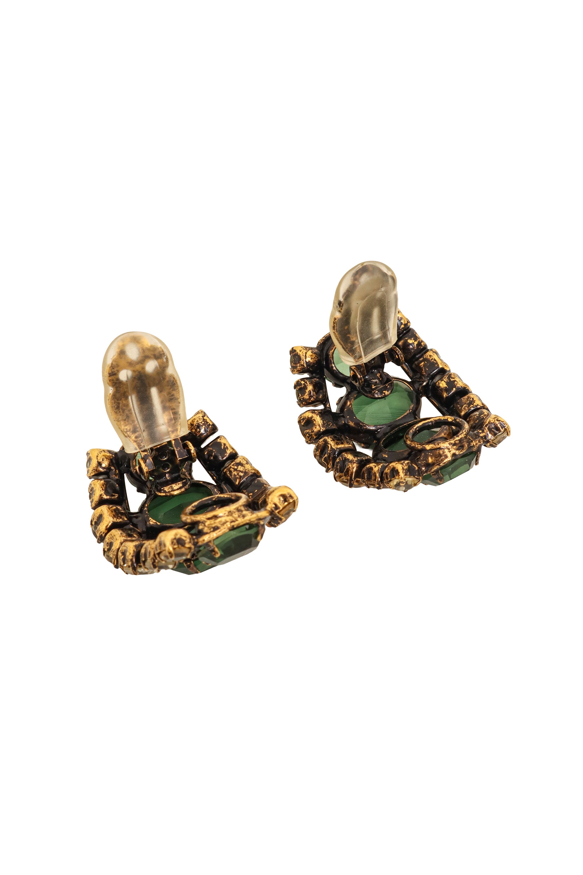 Curved Crystal Rhinestone Earrings by Iradj Moini backs open @ Recess LA