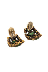 Curved Crystal Rhinestone Earrings by Iradj Moini backs open @ Recess LA