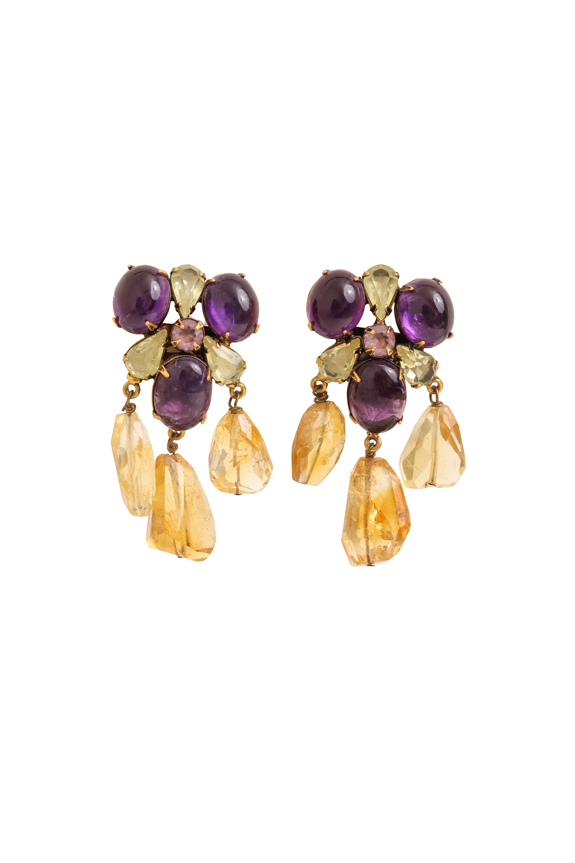 Purple & Citrine Flower Drop Earrings by Iradj Moini @ Recess LA