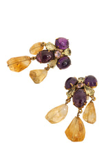 Purple & Citrine Flower Drop Earrings by Iradj Moini close @ Recess LA