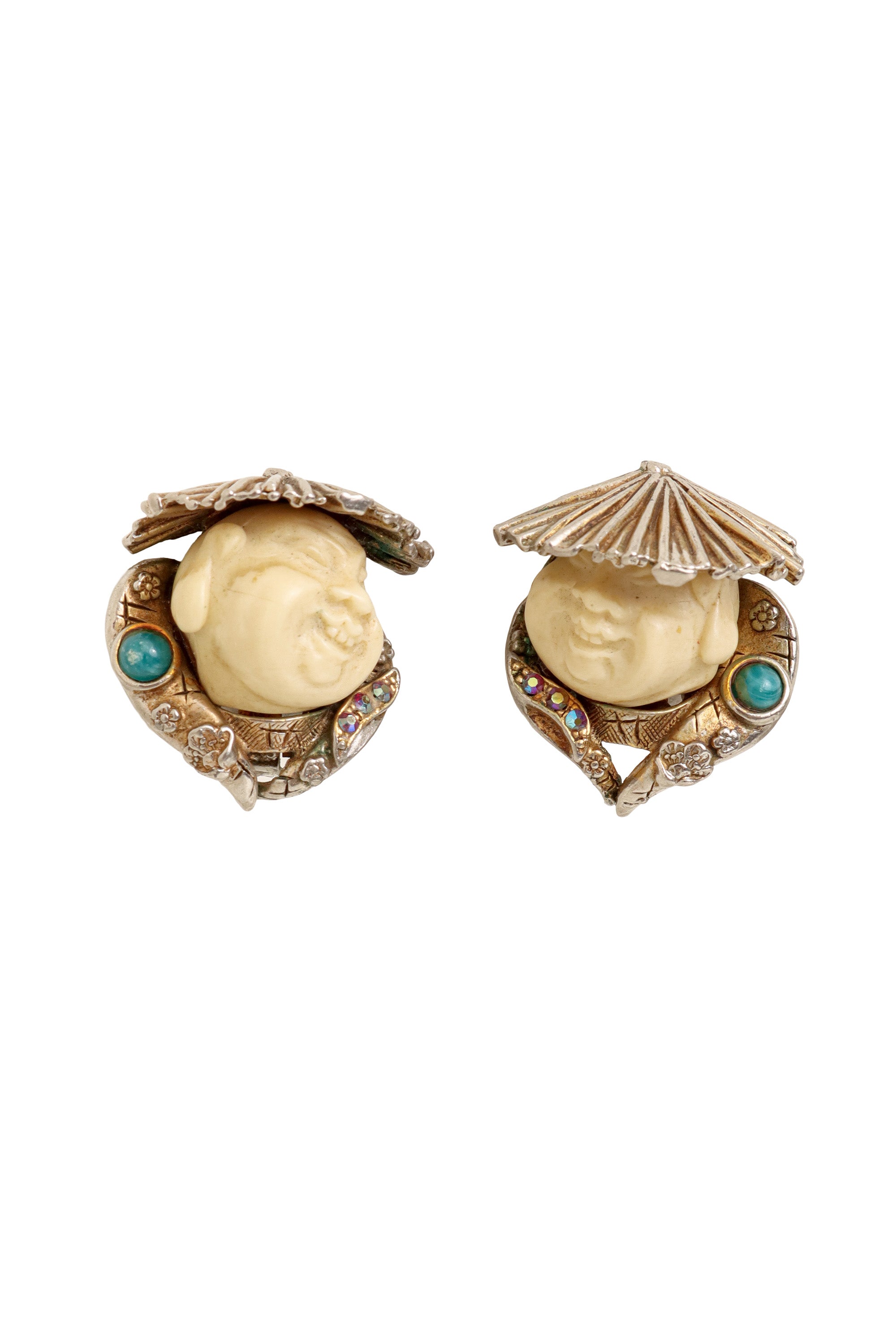 Smiling Buddha Bone Earrings by HAR @ Recess LA