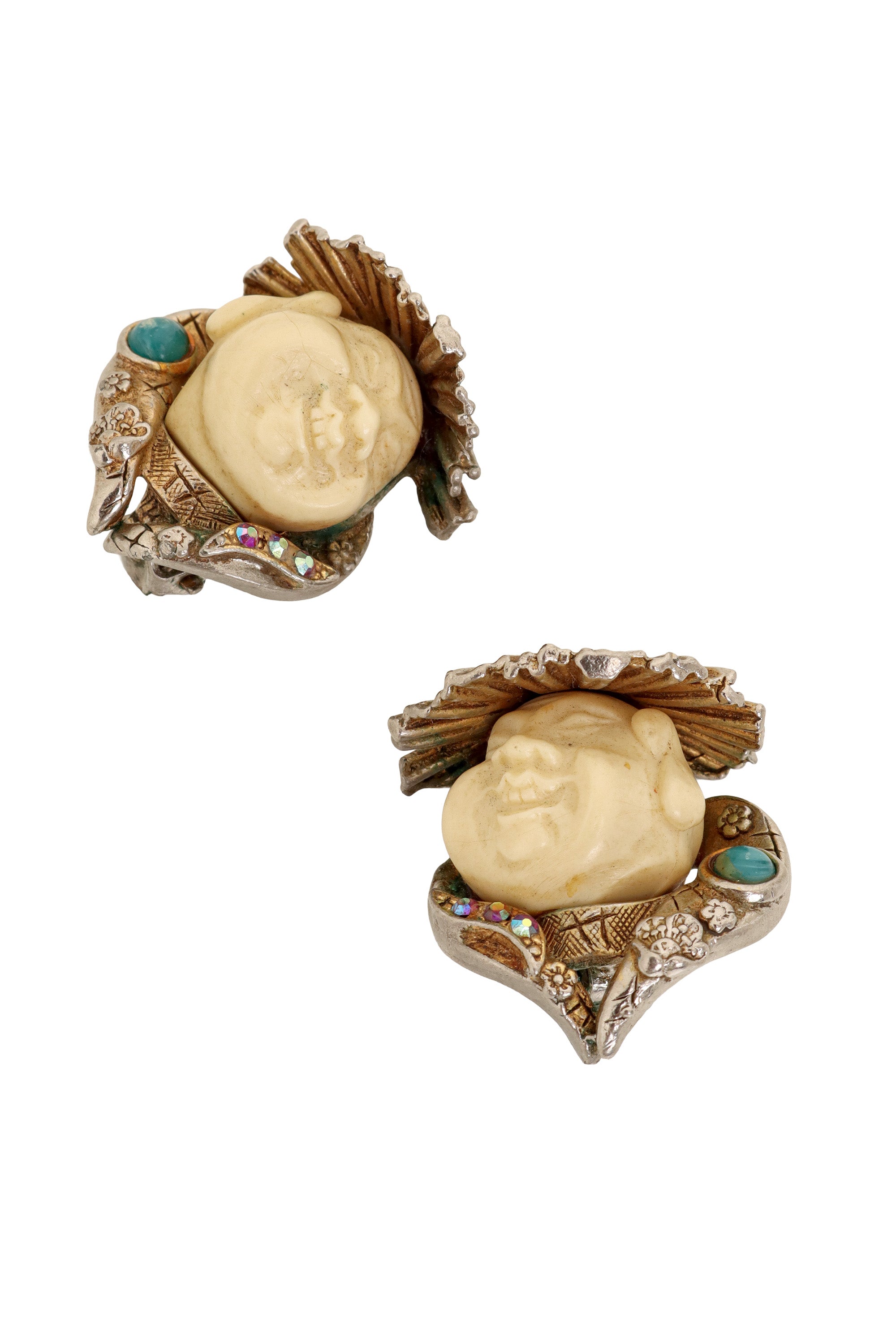 Smiling Buddha Bone Earrings by HAR close @ Recess LA