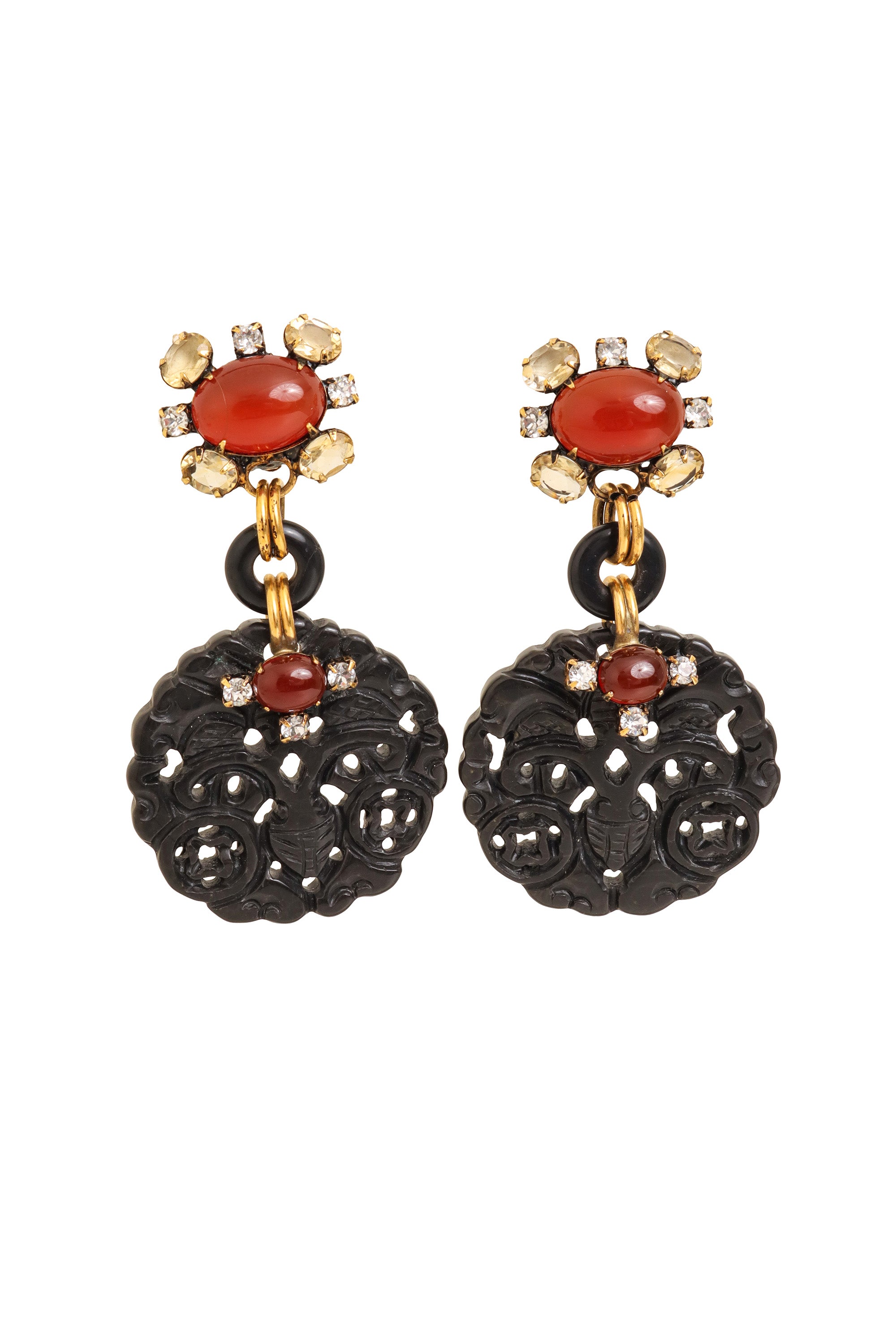 Carved Medallion Drop Earrings by Iradj Moini @ Recess LA