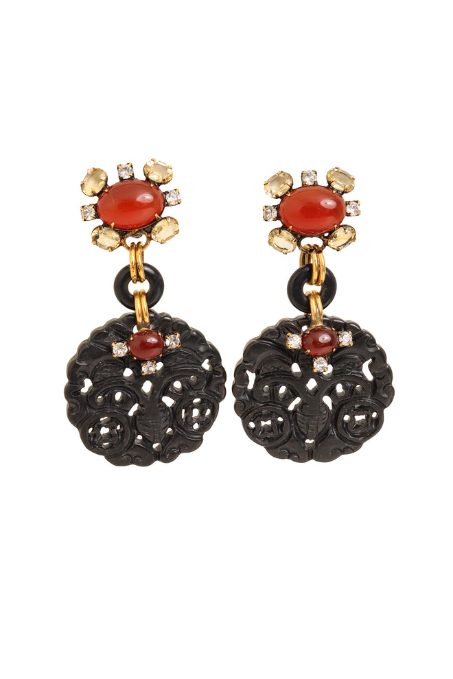 Carved Medallion Drop Earrings by Iradj Moini @ Recess LA