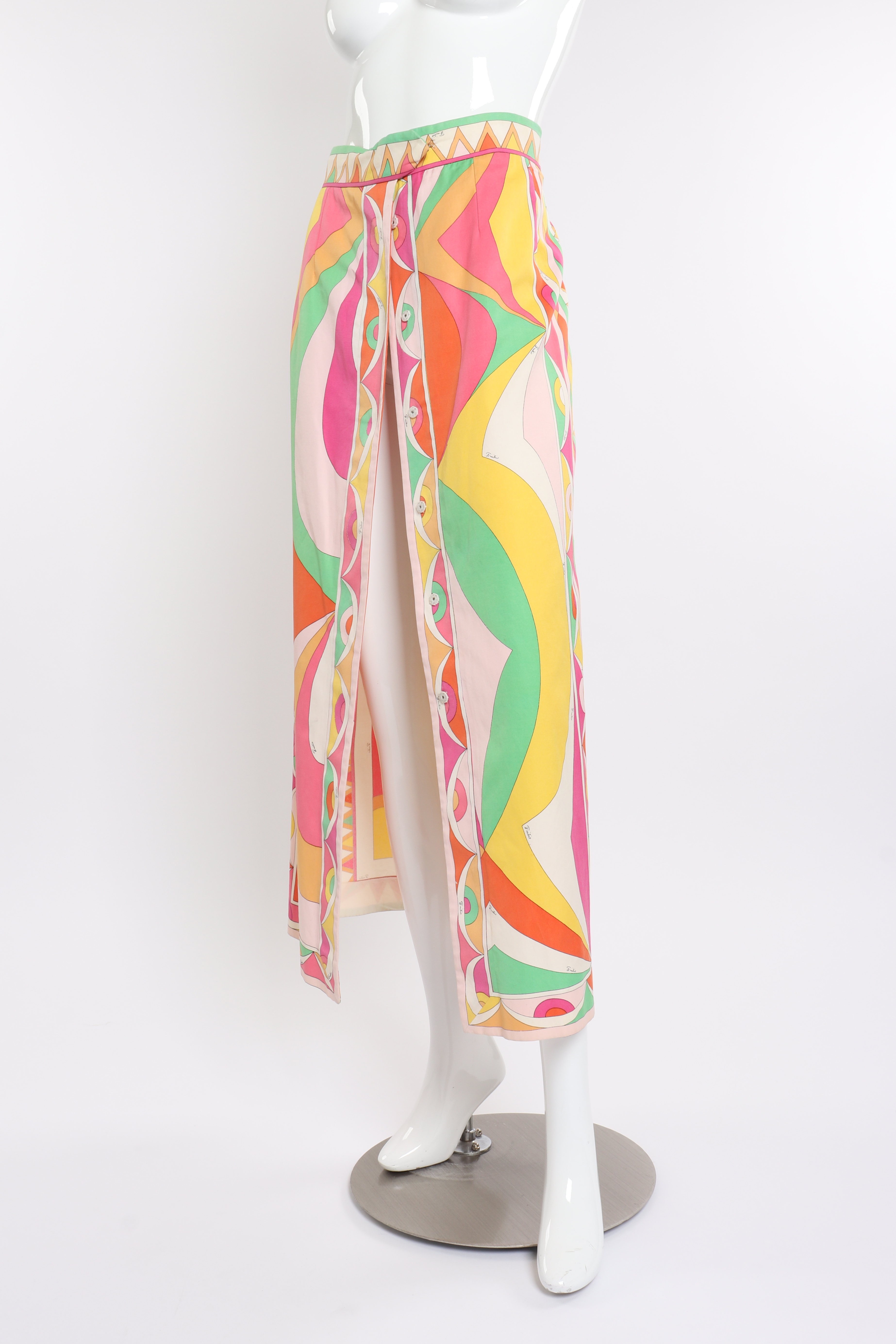 Vintage geometric graphic printed maxi skirt as worn open on mannequin @RECESS LA