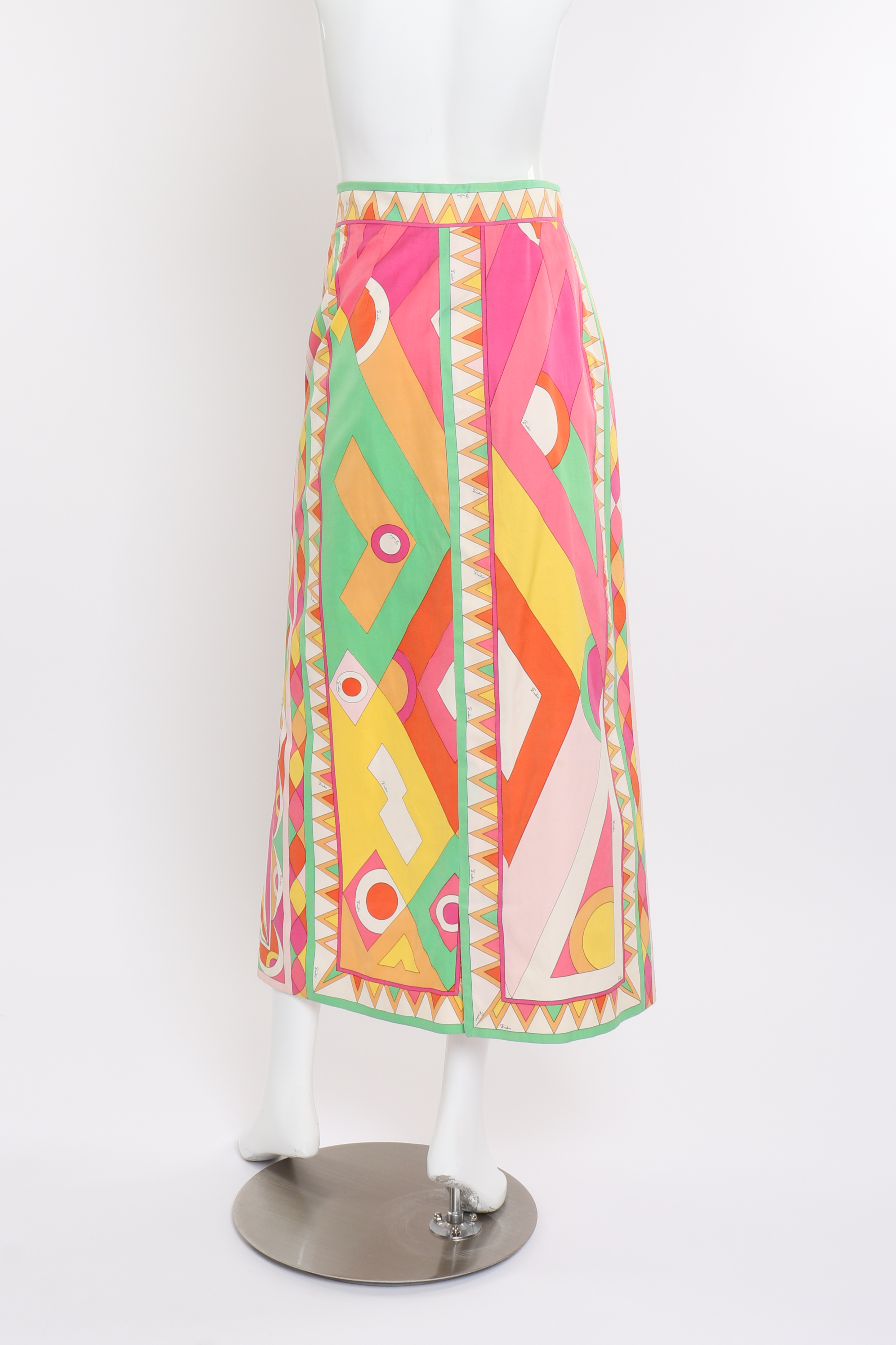 Vintage geometric graphic printed maxi skirt back view as worn on mannequin @RECESS LA