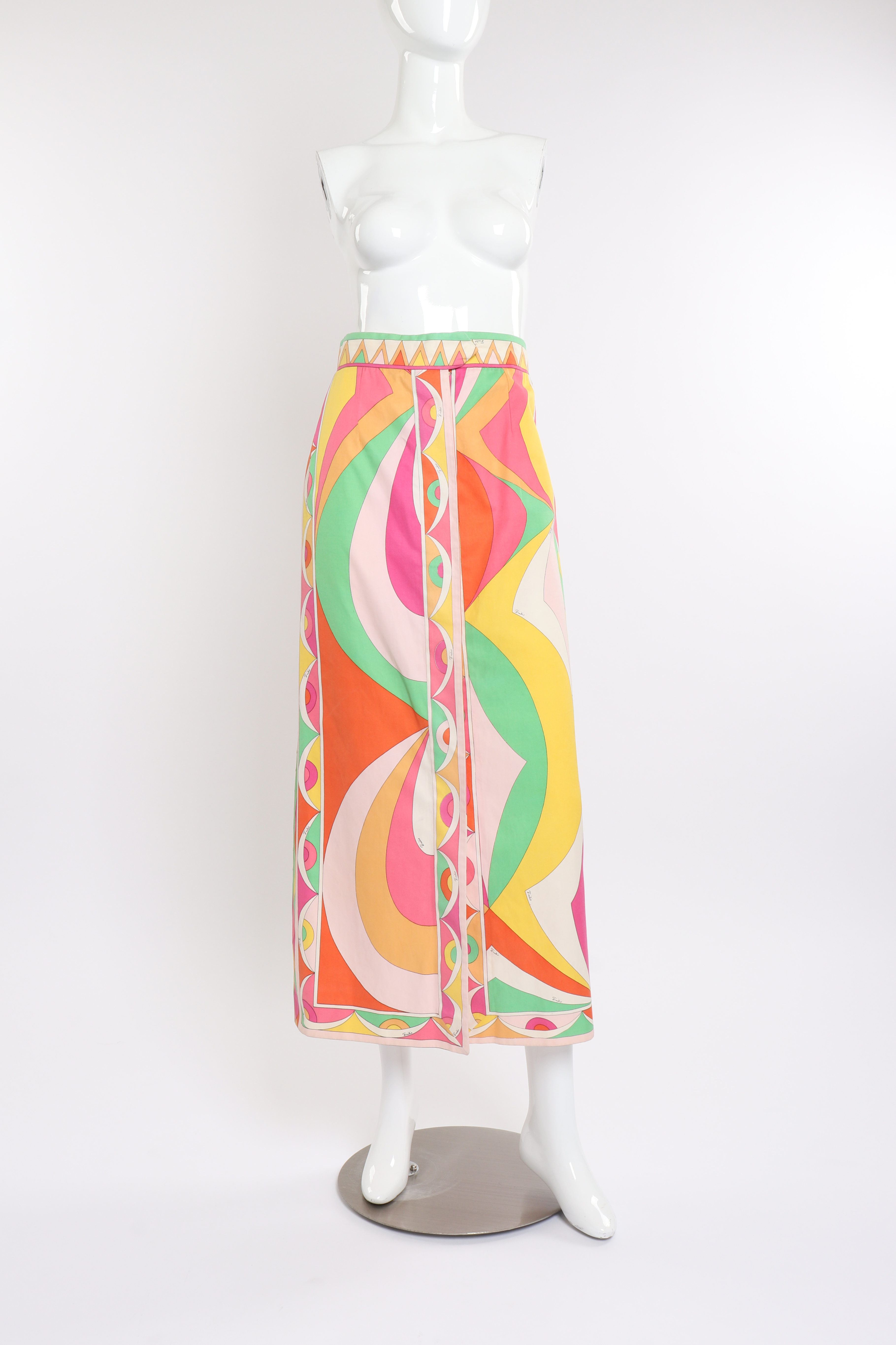 Vintage geometric graphic printed maxi skirt as worn closed on mannequin @RECESS LA