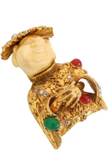 Smiling Buddha Bone Brooch close @ Recess LA