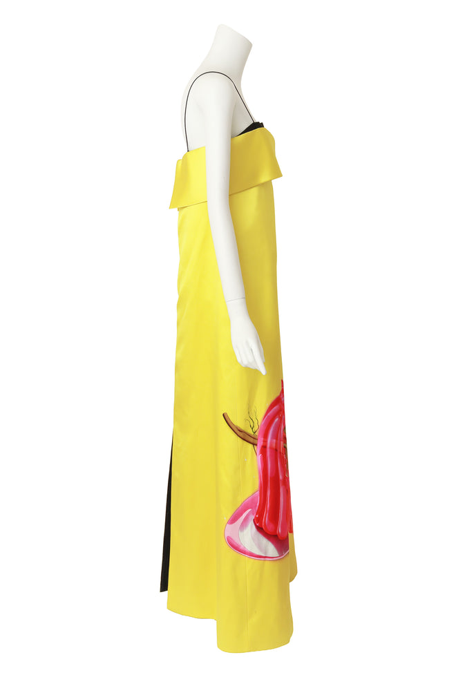 satin gown by Gucci on mannequin side @ Recess LA