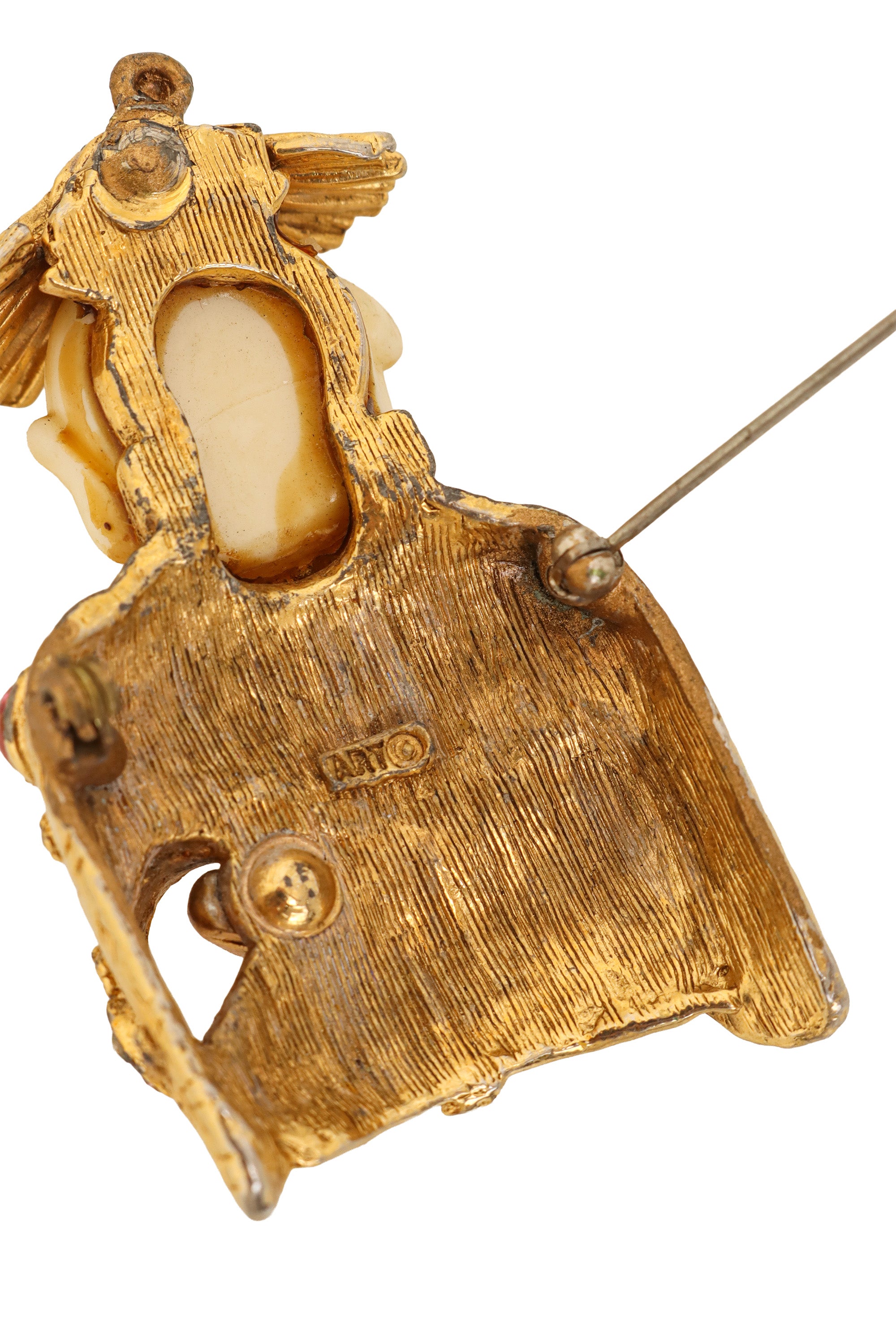 Smiling Buddha Bone Brooch close @ Recess LA