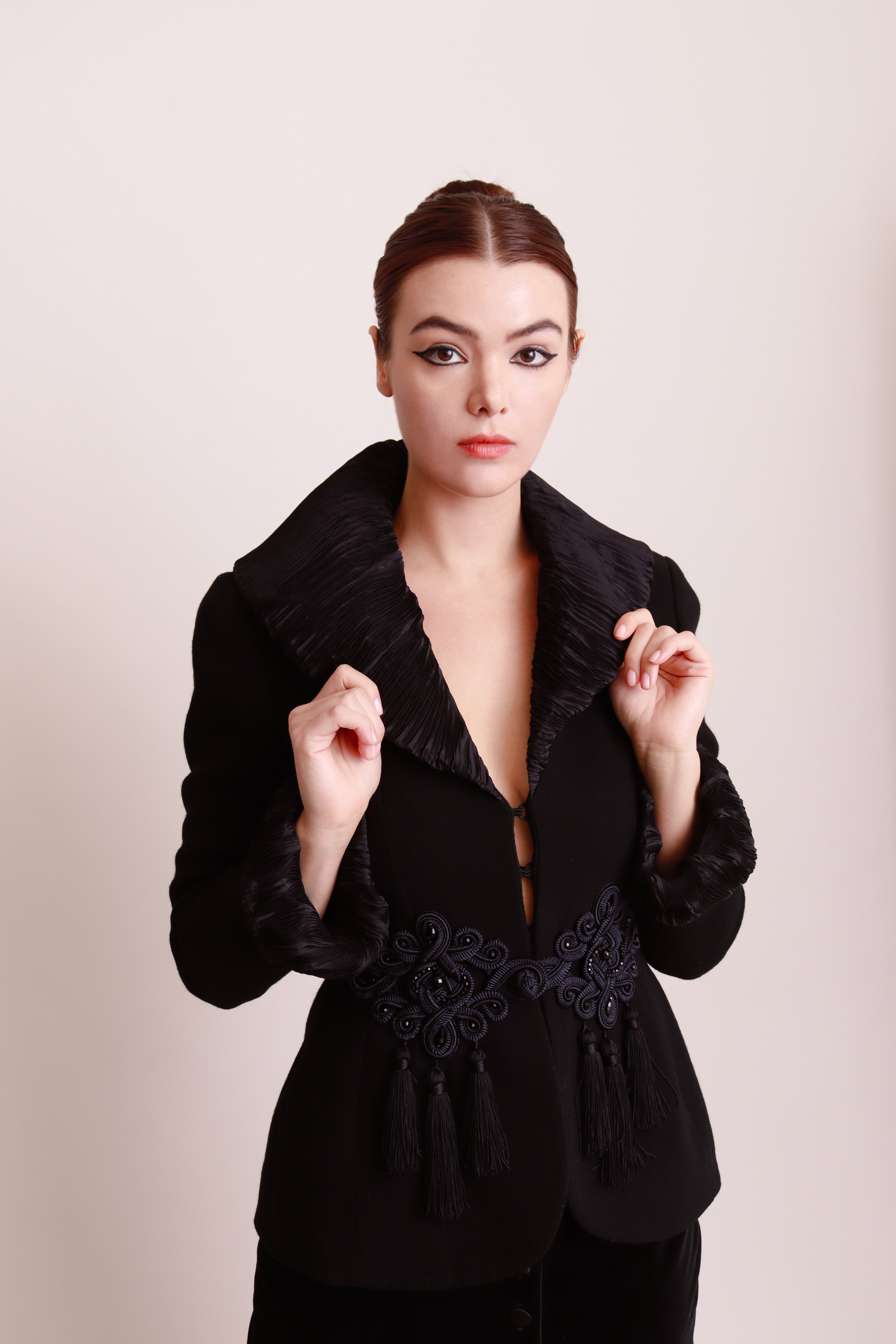 Vintage Isabelle Allard Plissé Pleat Wool Jacket on model @recess la