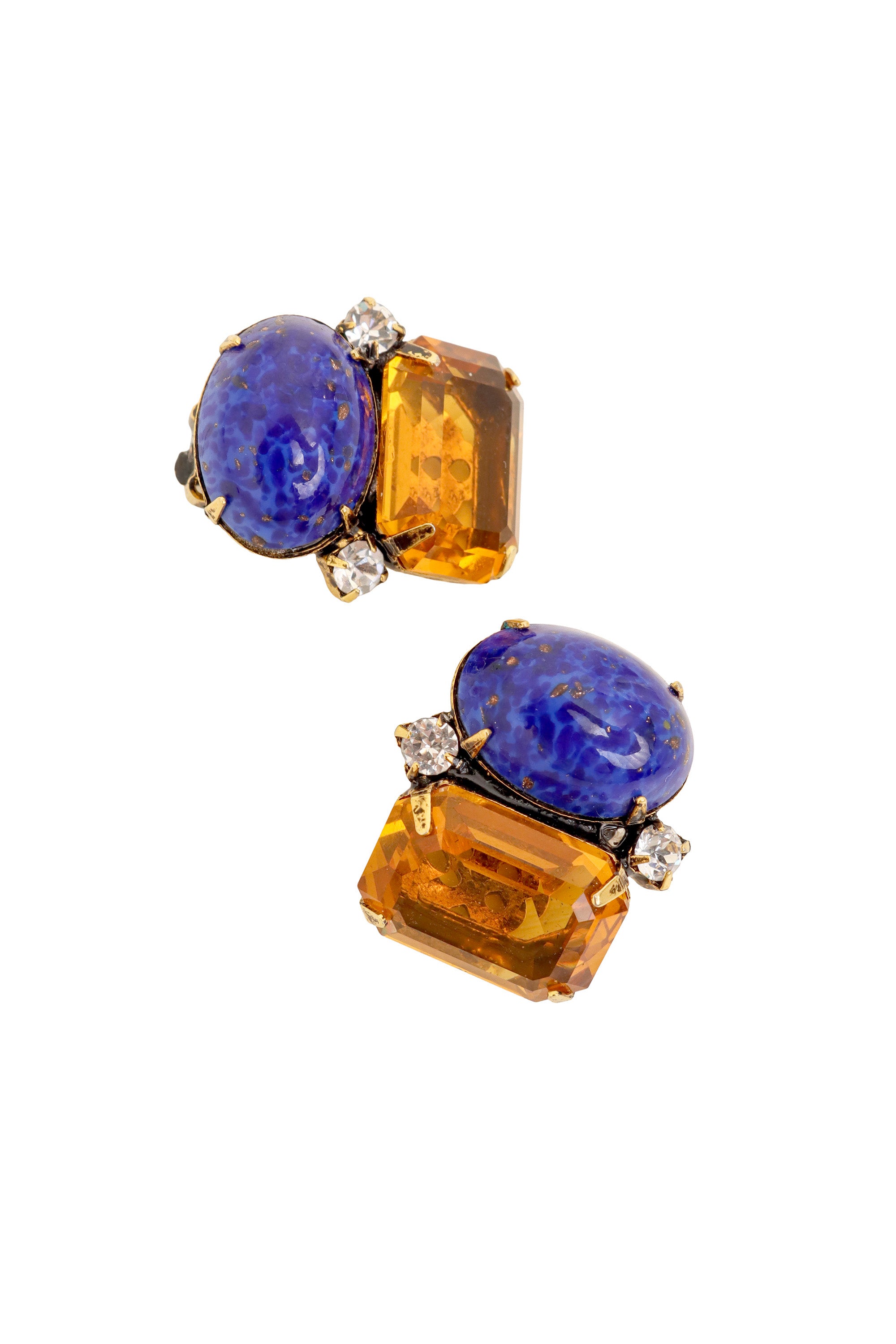Lapis Crystal Button Earrings by Iradj Moini close @ Recess LA