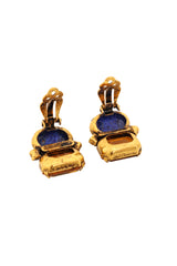 Lapis Crystal Button Earrings by Iradj Moini backs open @ Recess LA