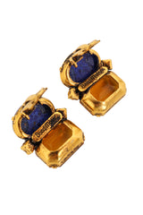 Lapis Crystal Button Earrings by Iradj Moini logos @ Recess LA