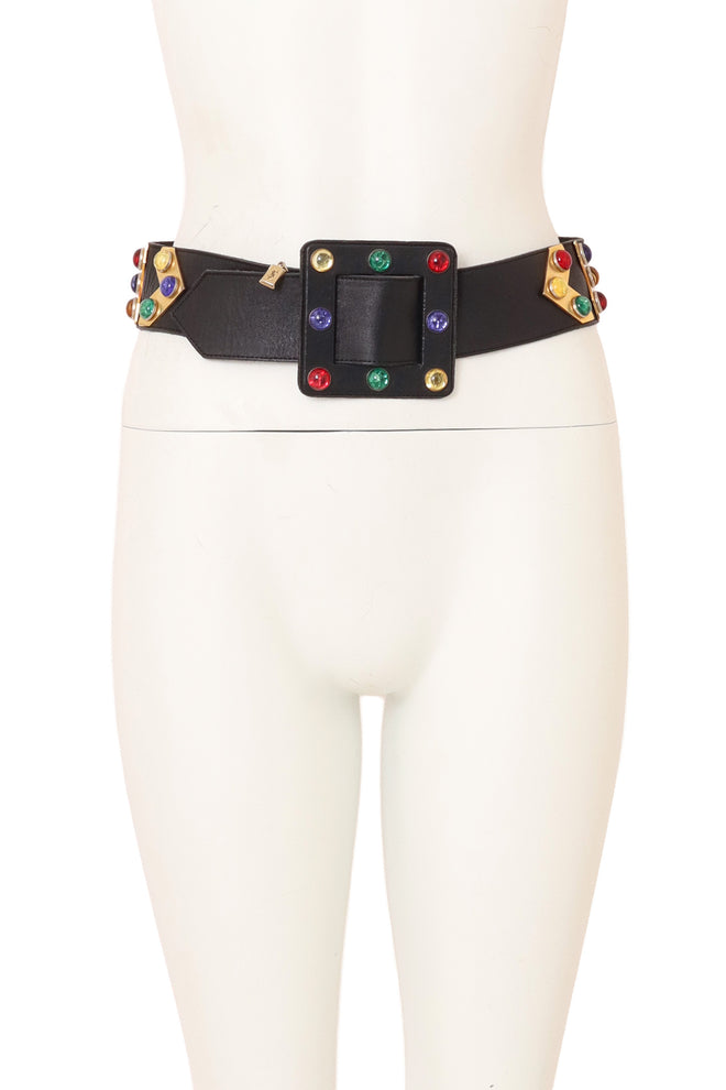 Geo Jewel Stud Leather Belt by YSL on mannequin @ Recess LA