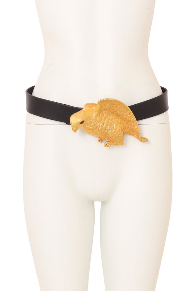 Sculpted Falcon Buckle Belt by Margarita Barrera on mannequin @ Recess LA