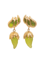 Vintage Guy Laroche Frosted Lime Green Horn Drop Earrings @ Recess LA