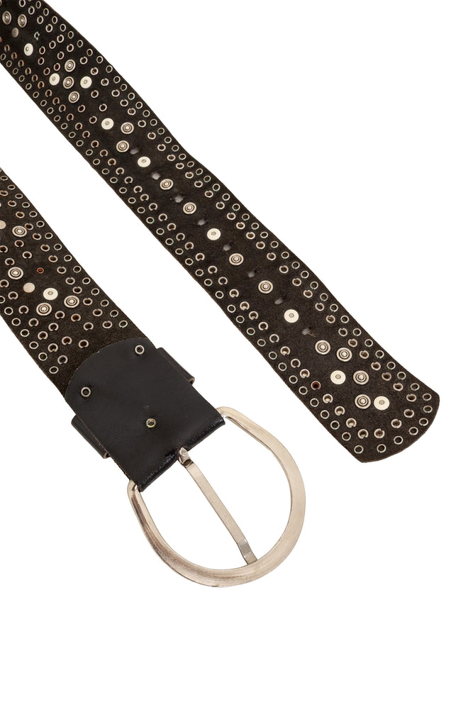 Travel Stud Leather Belt inside ends @ Recess LA