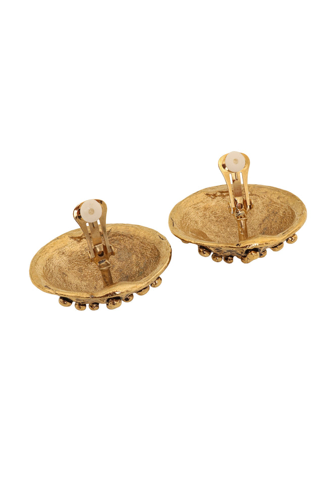 Vintage Guy Laroche Textured Dome Button Earrings backs open @ Recess LA