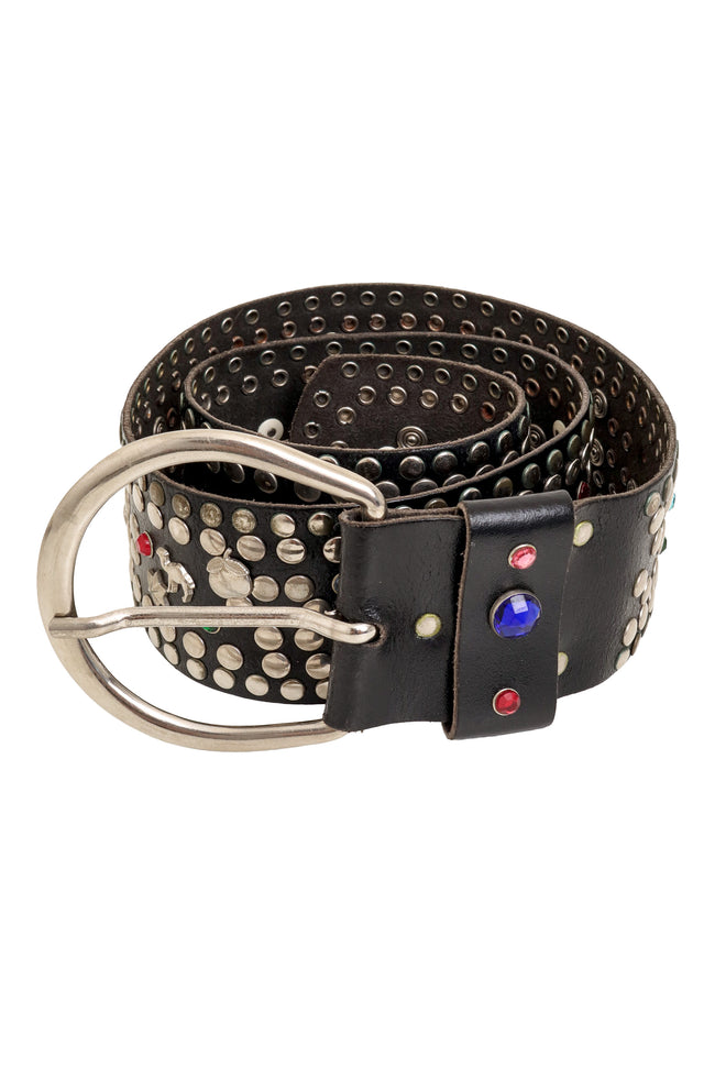 Travel Stud Leather Belt coiled @ Recess LA