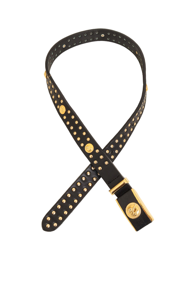Leopard Medallion Stud Leather Belt by Versus @ Recess LA
