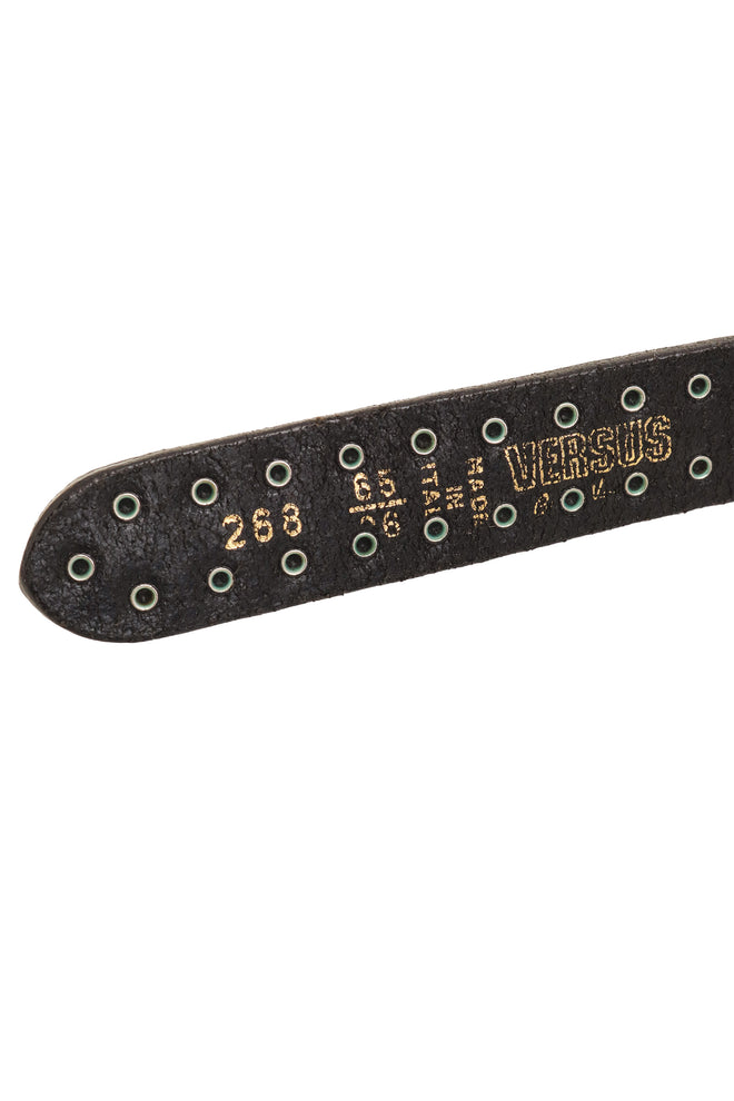 Leopard Medallion Stud Leather Belt by Versus stamp @ Recess LA