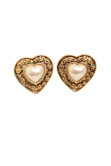 Vintage Mosaique Paris Pearl Heart Button Earrings @ Recess LA
