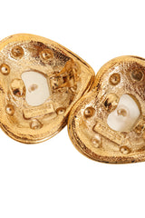 Vintage Mosaique Paris Pearl Heart Button Earrings signatures @ Recess LA