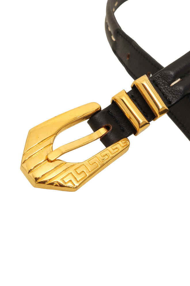 greek key leather belt by Gianni Versace buckle @ Recess LA
