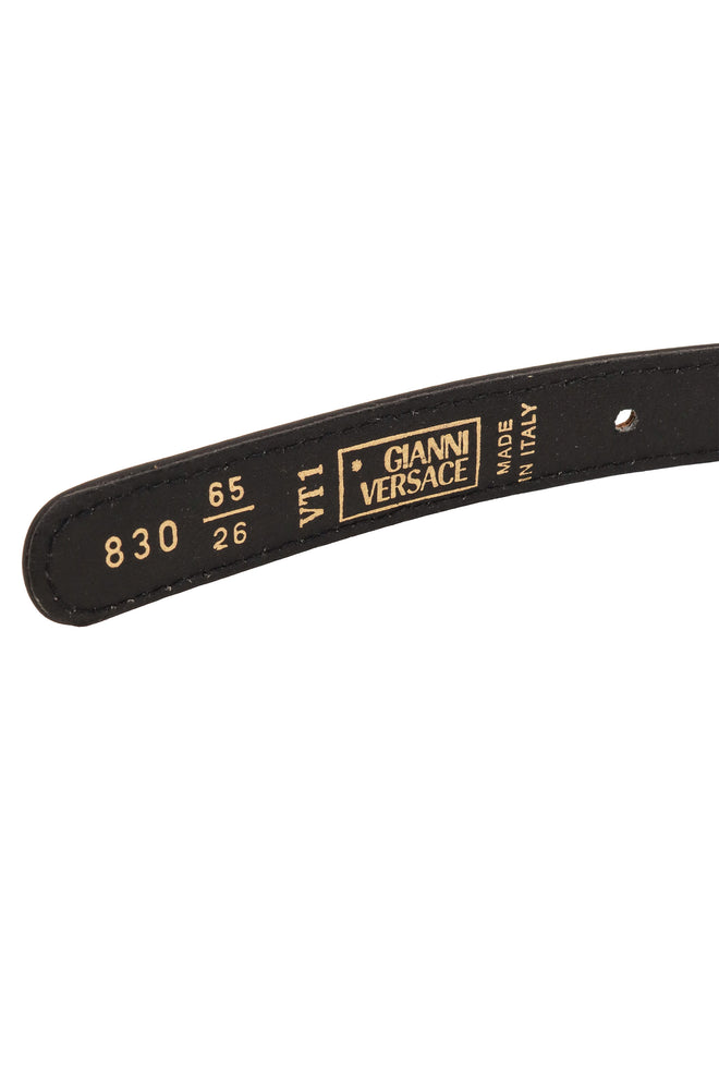 greek key leather belt by Gianni Versace stamp @ Recess LA